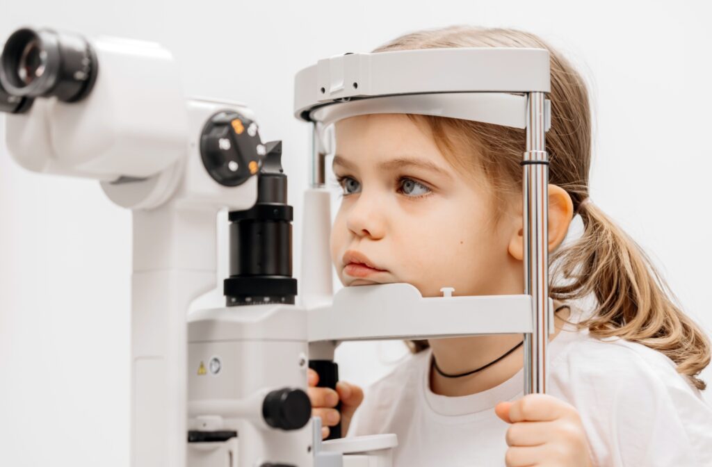 Child receiving an eye exam